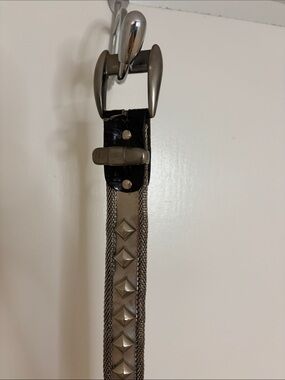 Men's Studded Belt Strap in Black and Silver